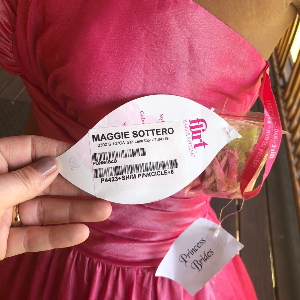 Pink shimmer taffeta Maggie Sottero prom dress NWT - Picture 4 of 6